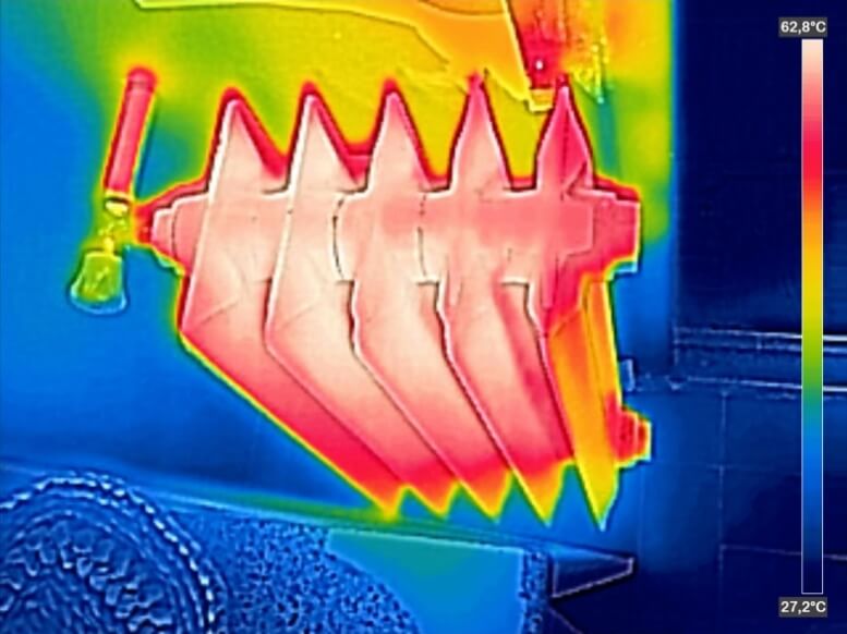 Hete radiator via thermoview